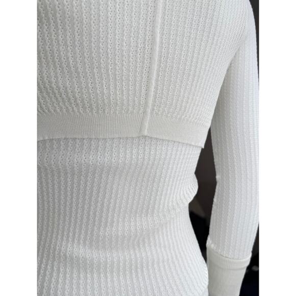 Alexander Wang NWOT White Knit Finely Ribbed smock detail Turtleneck Size M - Picture 13 of 15